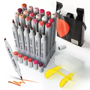 Marcadores de dupla ponta Arrtx LC302536 24 cores — conjunto de tons de vermelho