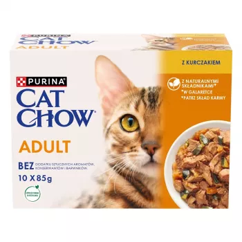 Purina Cat Chow comida húmida para gatos com frango e curgete, 10 x 85 g
