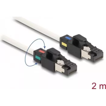 Cabo de rede DeLOCK ficha RJ45 macho para ficha RJ45 macho Cat.6A S/FTP 2 m branco