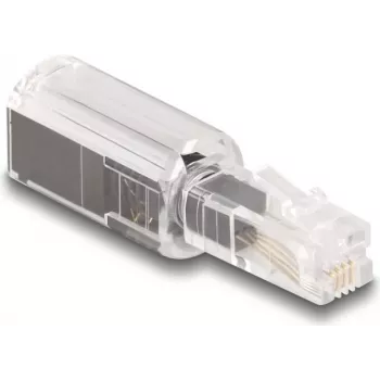 Adaptador de cabo DeLOCK 88168 RJ10 preto transparente contactos banhados a ouro