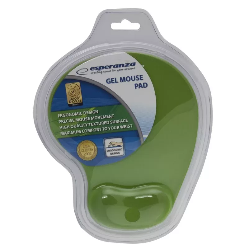 Tapete de rato ESPERANZA EA137G de gel com apoio de pulso, cor única verde, base antiderrapante