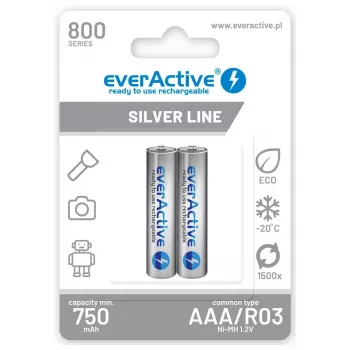 Pilha recarregável everActive EVHRL03-800 AAA NiMH 1,2 V, cilíndrica, pack de 4