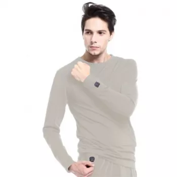 Blusa Glovii GJ1GL decote redondo manga comprida cinzento elastano poliéster