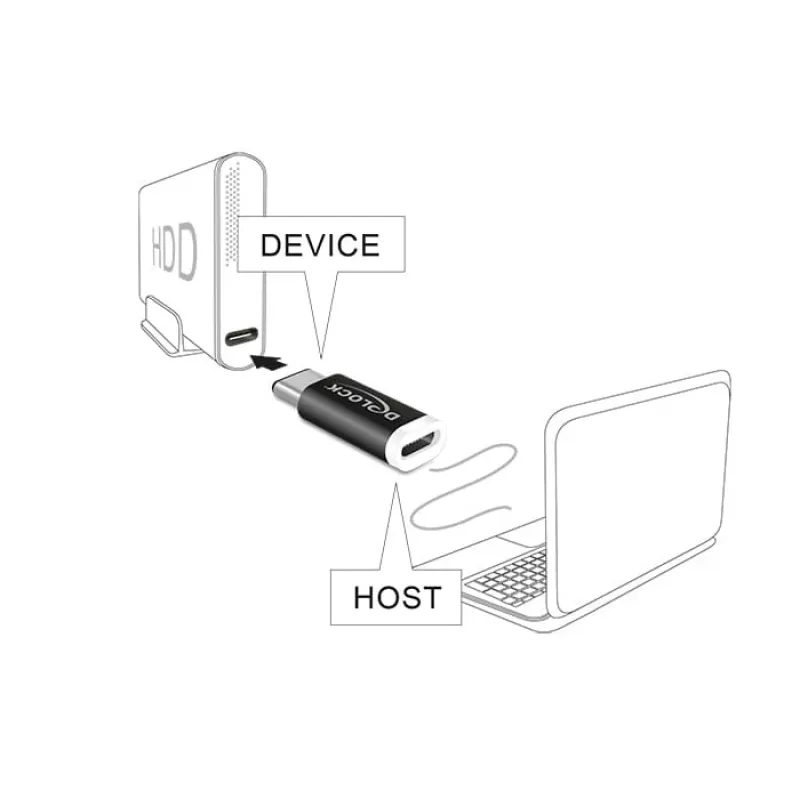 Delock - Adaptador USB - 24 pin USB-C (M) para Micro-USB Type-B (F) - USB 3.1 - preto (65678)