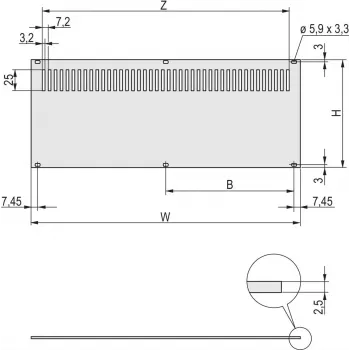 Schroff 30849022 painel traseiro, perfurado, 3 U, 63 TE
