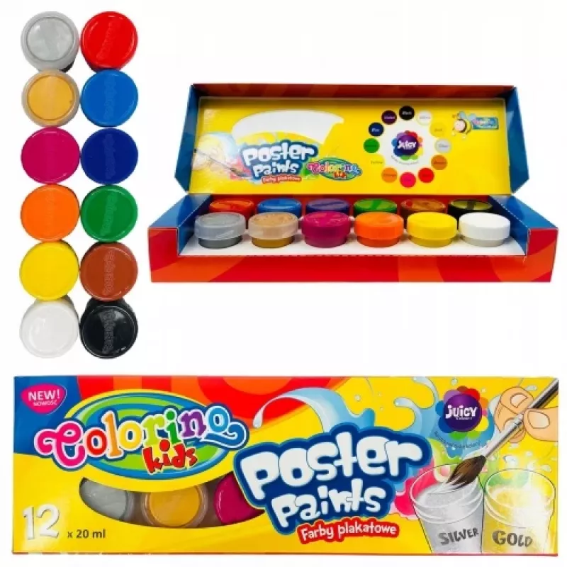 Tintas de cartaz Colorino Kids 12 cores 20 ml