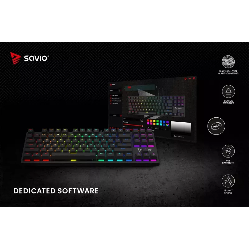 Teclado mecânico RGB Tempest X2 Outemu Red Savio Savgk-tempest X2 Red