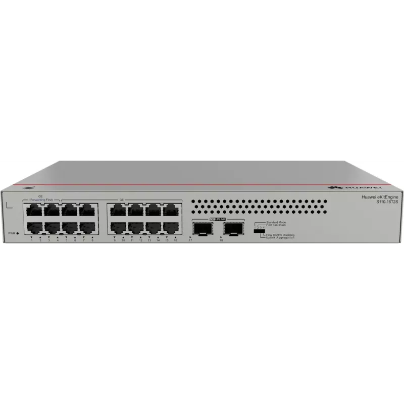 Switch Gigabit Huawei S110-16T2S, 2x SFP 16x GLAN, 2x SFP, para rack