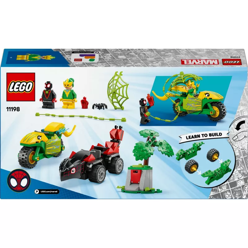 LEGO MARVEL 11198 Caça ao veículo dinossauro Spin e Electro