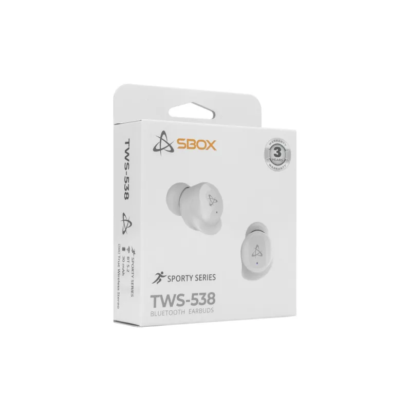 Auscultadores SBOX EB-TWS538 branco