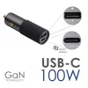 Carregador de automóvel GaN Akyga AK-CH-26 12/24 V, 100 W, USB-C PD 3.0 + USB-A QC 3.0, cinzento
