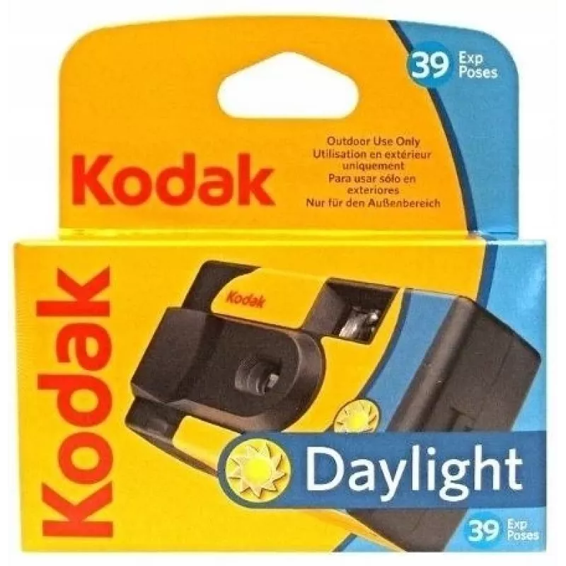 Máquina fotográfica Kodak DAYLIGHT, máquina fotográfica descartável com filme a cores para 39 fotografias. Sem flash incorporado.