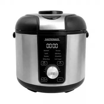Panela de arroz GASTROBACK Rice Control Low Carb & Steam, 3 L, 450 W, preto/aço inoxidável