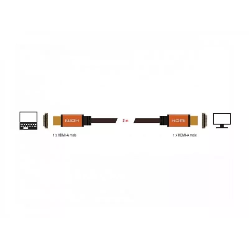 Cabo HDMI DeLOCK 85729 2 m HDMI Type-A Standard preto dourado