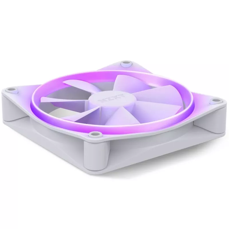 Ventoinha de caixa NZXT F120 RGB 120 mm branca, 4 pinos, 1800 rpm, 50,18 CFM, 18 LEDs