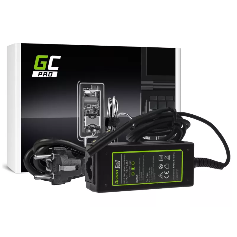 Fonte de alimentação Green Cell AD63P 36W 12V 2,58A carregador de portátil para interior, preto