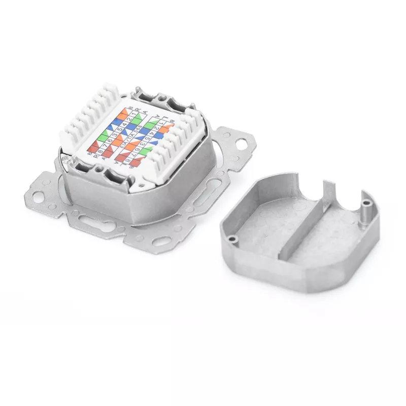 Tomada de rede Digitus DN-9007-1 CAT 6A Classe EA, 2x RJ45, blindada, de encastrar, branca