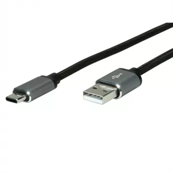 Cabo USB ROLINE 11029029 USB 2.0 3m USB A USB C preto prateado