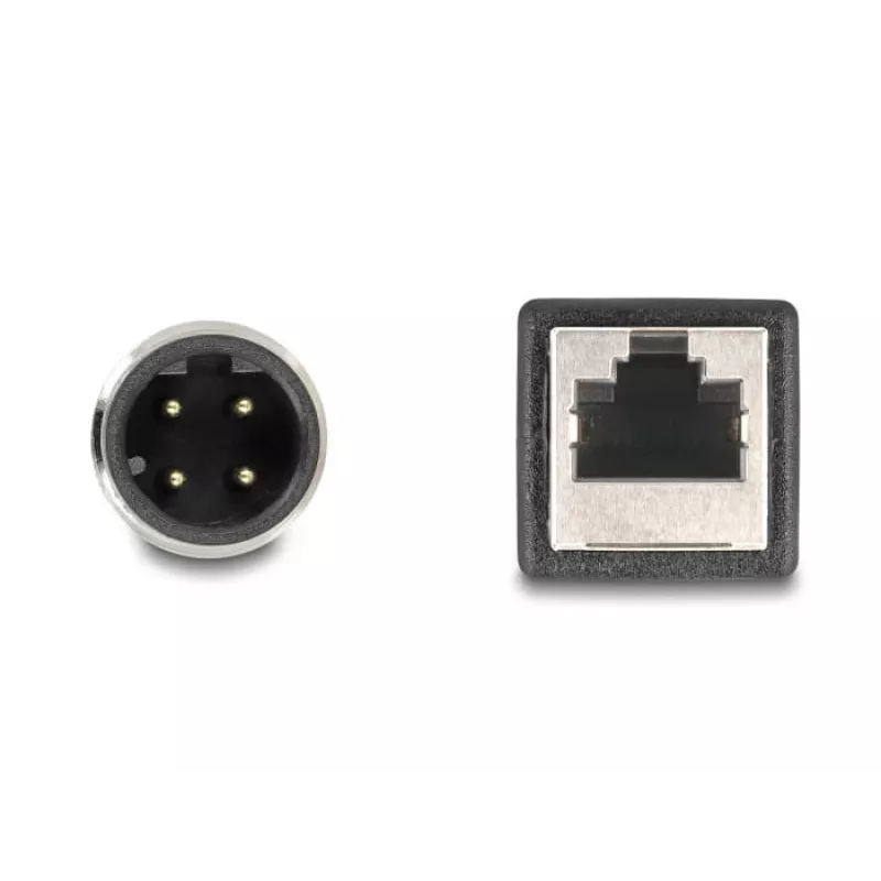 Cabo adaptador DeLOCK M12 codificação D de 4 pinos conector macho para conector fêmea RJ45 50 cm