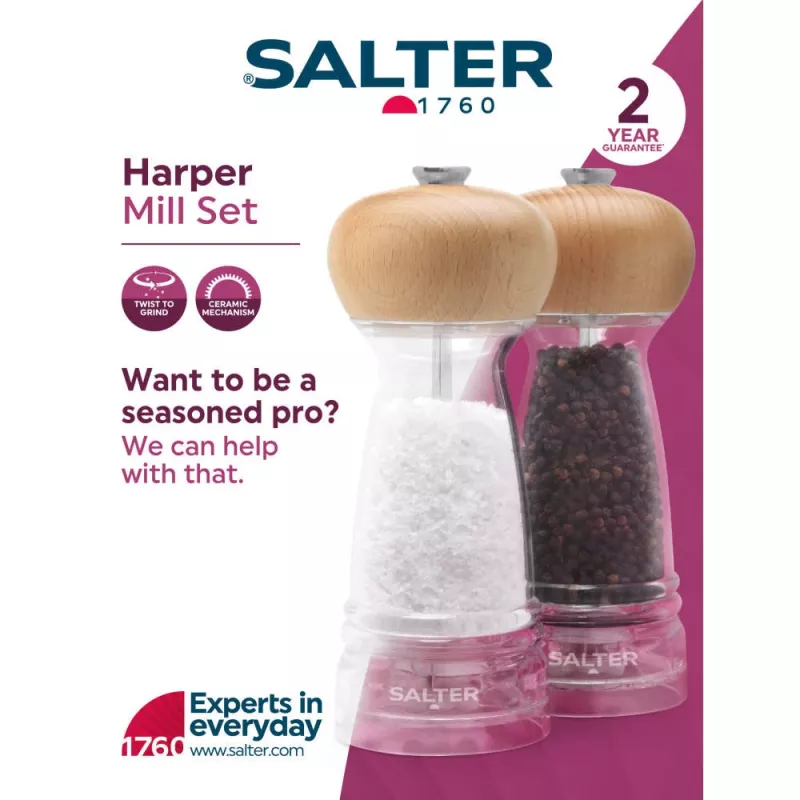 Conjunto de saleiro e pimenteiro Salter madeira de faia 4 peças BW12949BEU7