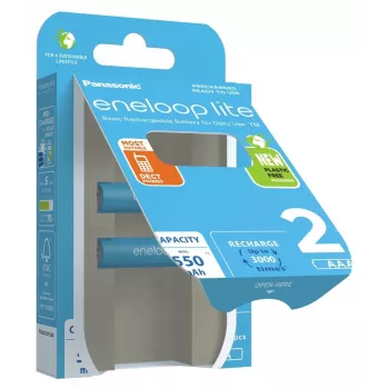 Pilhas recarregáveis PANASONIC ENELOOP LITE AAA 550 mAh 2 unid. (BK-4LCCE/2CP)