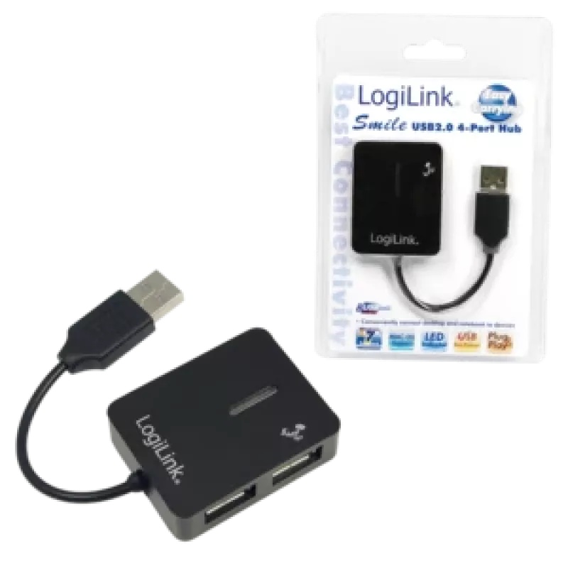 Hub USB LOGILINK UA0139 – 4 portas USB 2.0, 480 Mbit/s, preto