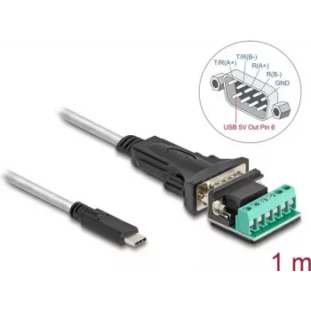 Adaptador DeLOCK USB Type-C para Série RS-422/485 macho 1m 5V
