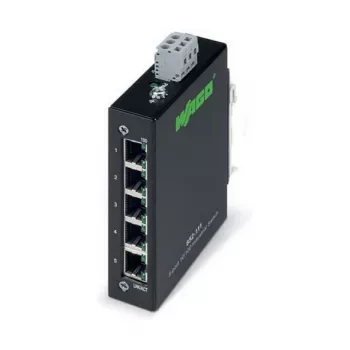 Switch de rede Wago 852-111 — 5 portas Fast Ethernet (10/100), full duplex, 18–30 V DC