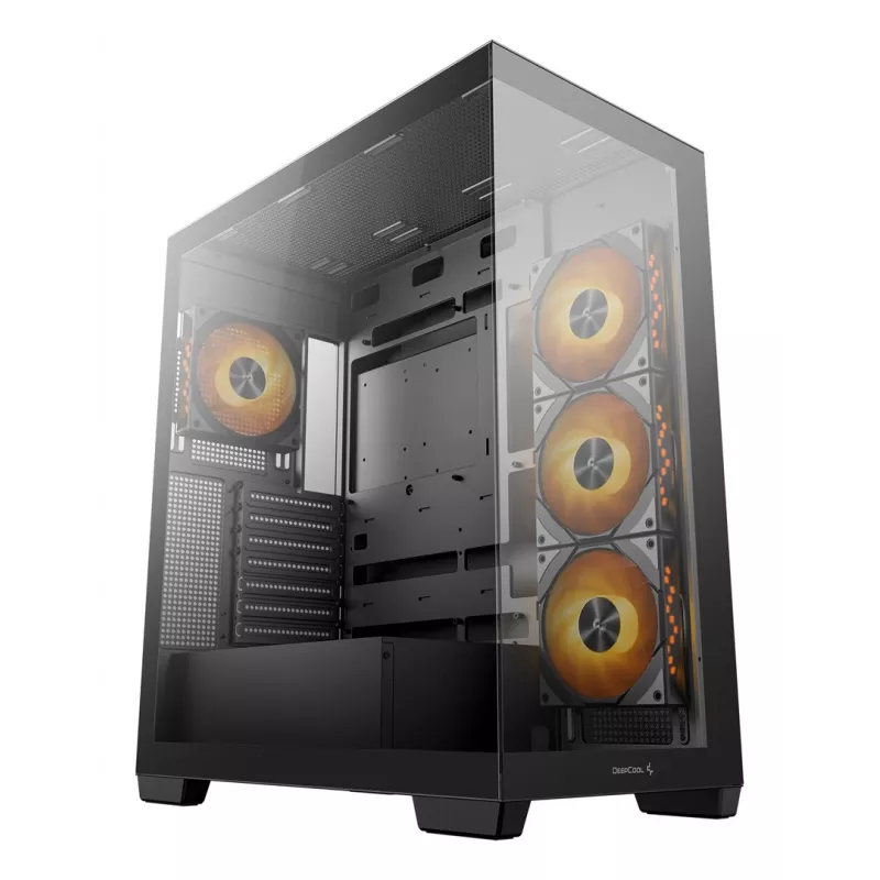 Caixa de PC DeepCool CG580 4F Midi Tower — ATX/ITX/MicroATX, vidro temperado, ventoinhas 3×120mm+1×120mm, 2×3,5 polegadas & 2×2,5 polegadas, USB-A×2 USB-C×1, preto