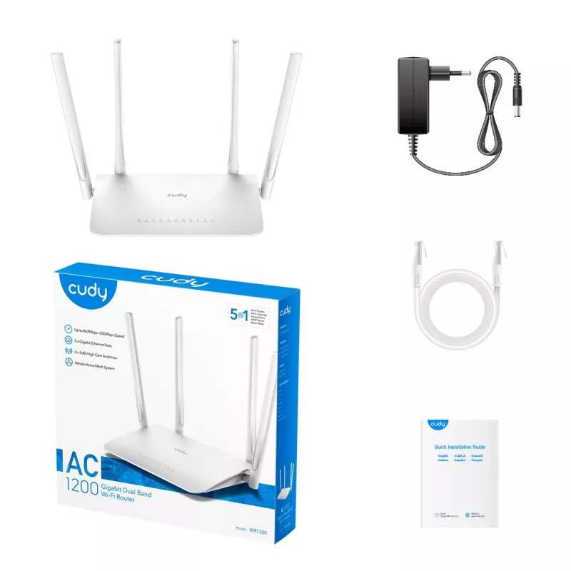 Router WiFi Cudy WR1300 Gigabit Ethernet Dualband (2,4 GHz / 5 GHz) Branco