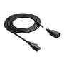 Cabo de extensão de alimentação Akyga AK-PC-07A IEC C14 para IEC C13, 3x 0,75 mm², 3 m, preto