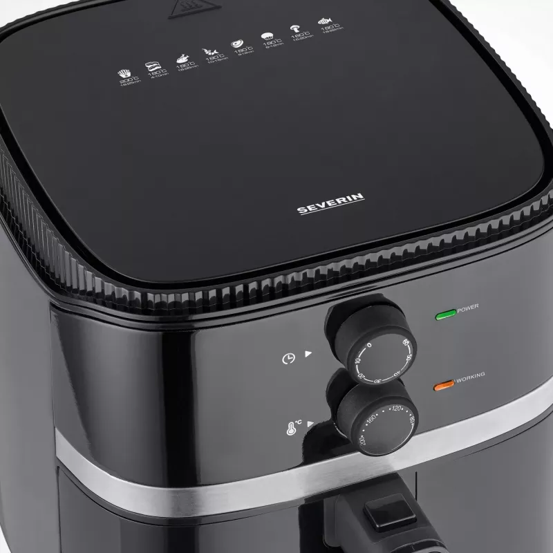 Fritadeira de ar quente Severin FR 2452 4,3 L 1500 W Preto Prateado