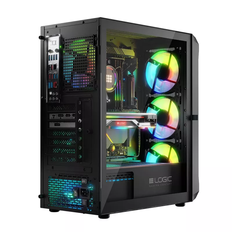 Caixa LOGIC CONCEPT Portos ARGB ATX Mid-Tower, preto