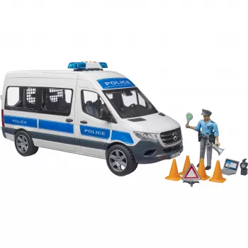 Conjunto Mercedes-Benz Polícia Sprinter com figura e módulo de luz/som