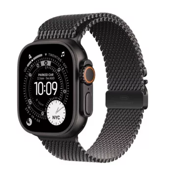 Smartwatch Apple Watch Ultra 3 GPS + Cellular 49mm caixa de titânio preta com bracelete Milanese Loop de titânio preta Medium