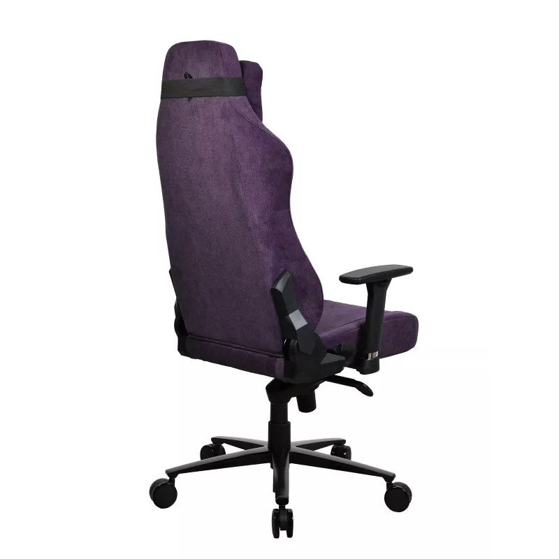 Cadeira gaming Arozzi Vernazza SoftFabric roxa — design ergonómico, braços e altura ajustáveis