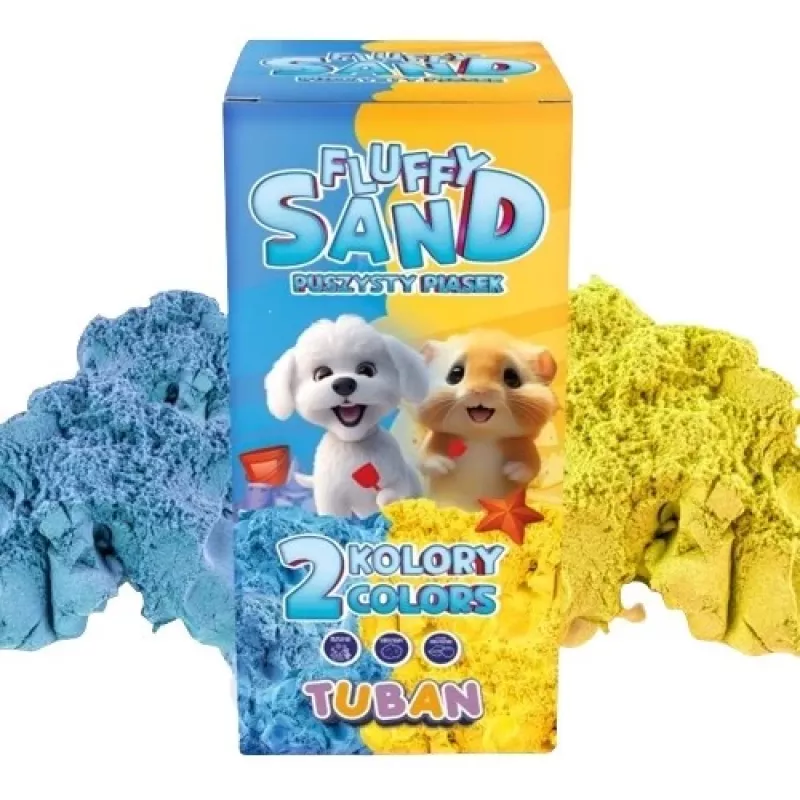 Conjunto de trabalhos manuais para crianças TUBAN Tuban SET FLUFFY SAND – azul e amarelo, 2 × 70 g, idade 3+