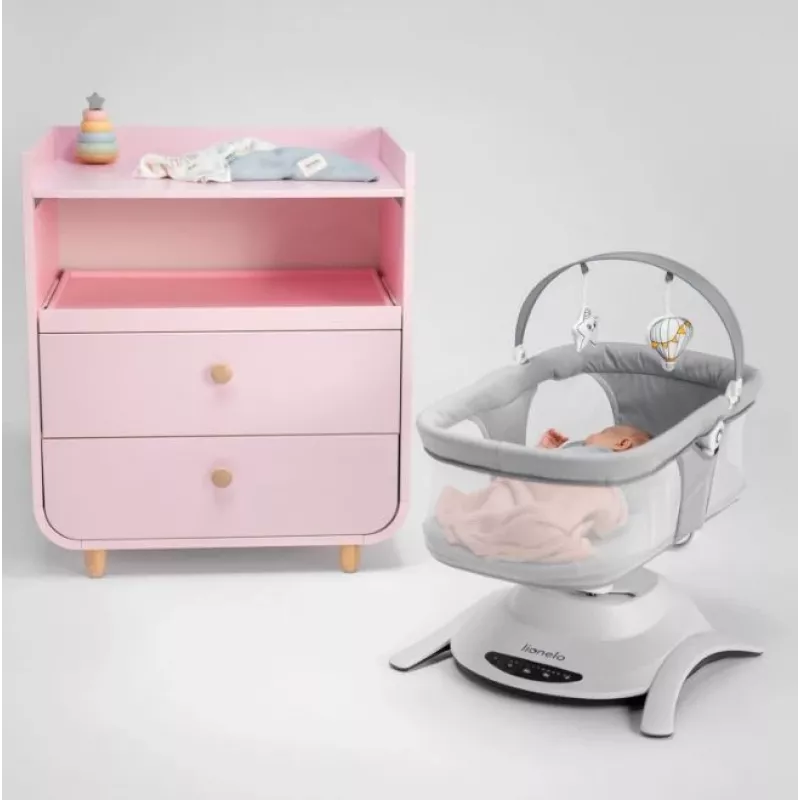 Berço / berço baloiço Lionelo Bella conjunto cinzento betão – cama de bebé com função de baloiço