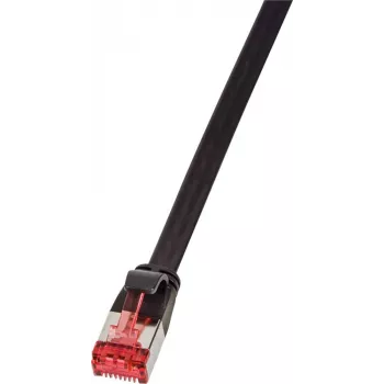 Logilink SlimLine - cabo de rede - RJ-45 (M) para RJ-45 (M) - 5 m - U/FTP, PiMF - CAT 6 - moldado, alívio de tensão, plano - preto (CF2073S)