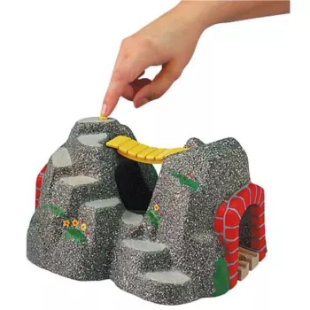 Túnel mágico World, comboio cinzento/vermelho