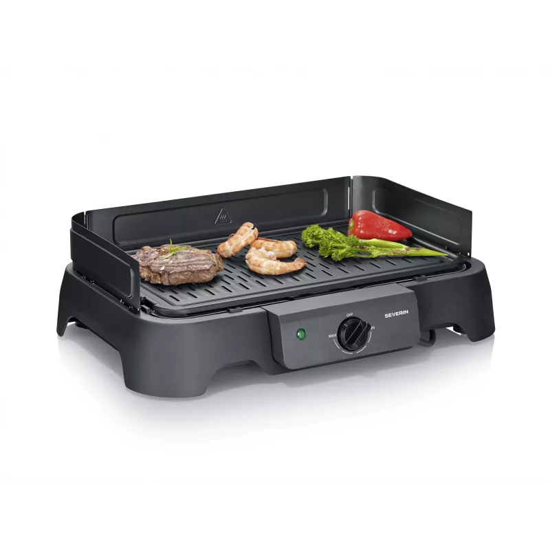 Grelhador elétrico de mesa SEVERIN PG 8595 — 2000 W, superfície de grelhar retangular, preto