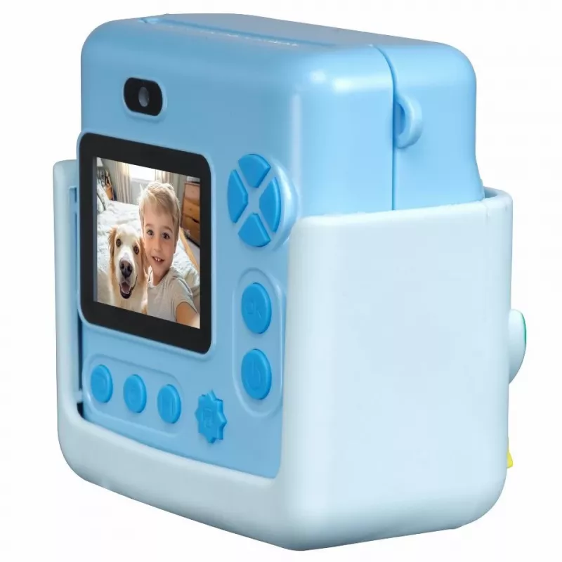 Denver KPC-1363BU Câmara de impressão instantânea para crianças Dino com impressora térmica, 20 MP, azul