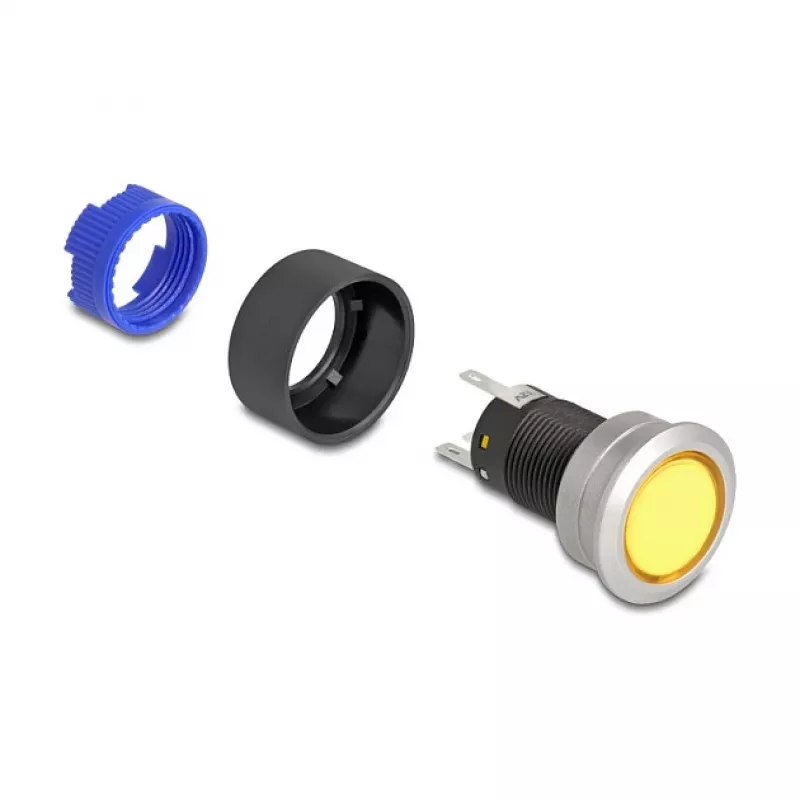 Botão de pressão DeLOCK 22050 preto azul prateado amarelo 230V 3A