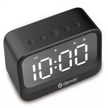 Despertador digital Denver EC-53B preto LCD Bluetooth pilha