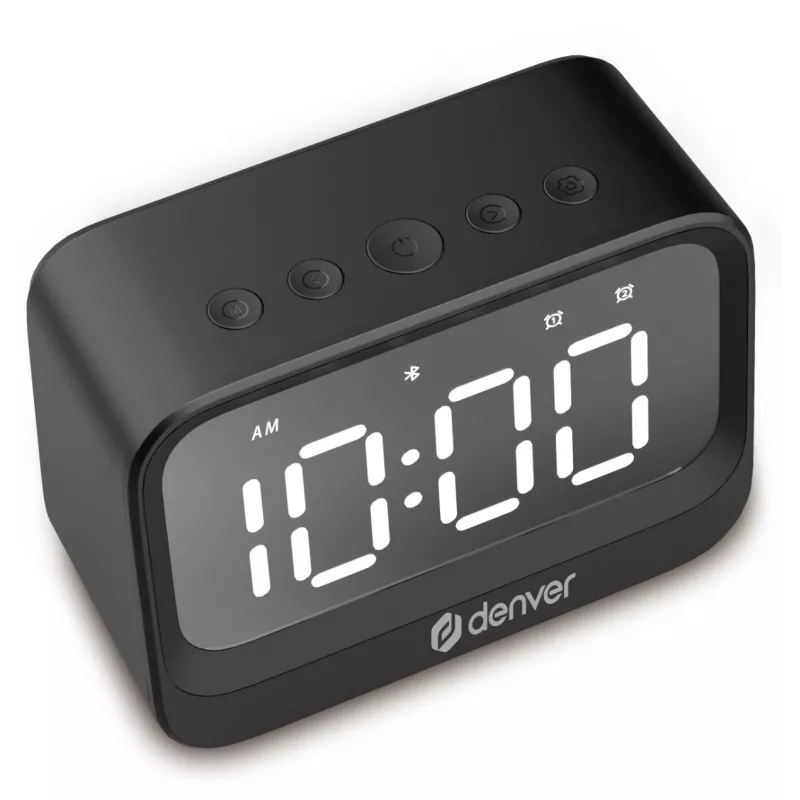 Despertador digital Denver EC-53B preto LCD Bluetooth pilha