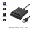 Leitor de cartões de ID QOLTEC Smart-Chip — USB, preto, 84,5×65×16 mm, 63 g