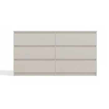 Cómoda MALWA M6/140 da top e shop — 6 gavetas, 1380×400×750 mm, laminado caxemira