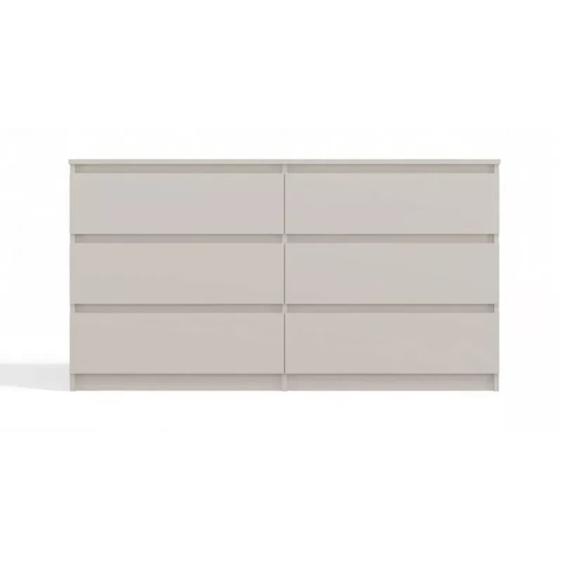 Cómoda MALWA M6/140 da top e shop — 6 gavetas, 1380×400×750 mm, laminado caxemira