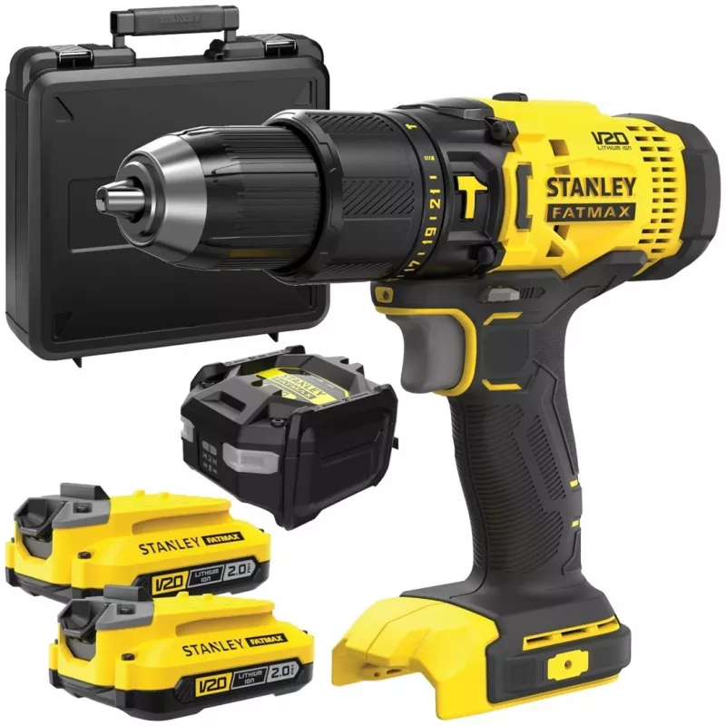 Berbequim aparafusador a bateria STANLEY SFMCD711D2K 18V Li-Ion 2x2Ah, 2 velocidades, 80 Nm, LED, mala