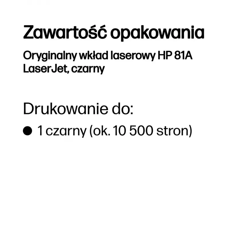 Tinteiro original HP 81A para LaserJet preto, 10500 páginas, preto, 1 unid.